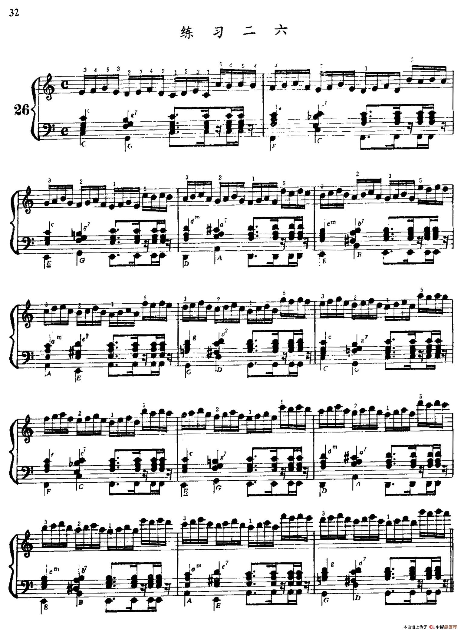手风琴谱/简谱：手风琴手指练习 第一部分（21—30）